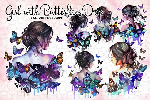 Kit digital mulher borboleta