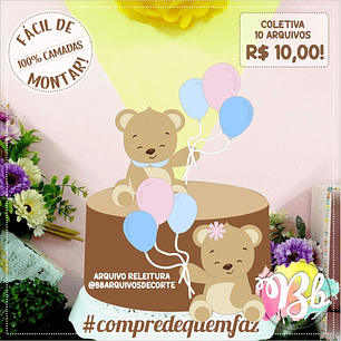 Arquivo de corte topo ursinhos chá revelação