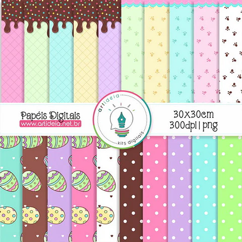 Kit Digital - Papéis Digitais Páscoa