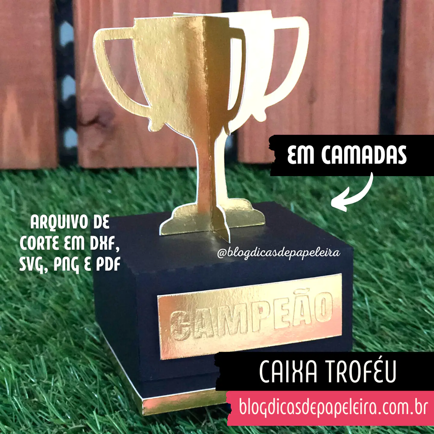 Arquivo de corte Caixa Troféu - Blog Dicas de Papeleira 1