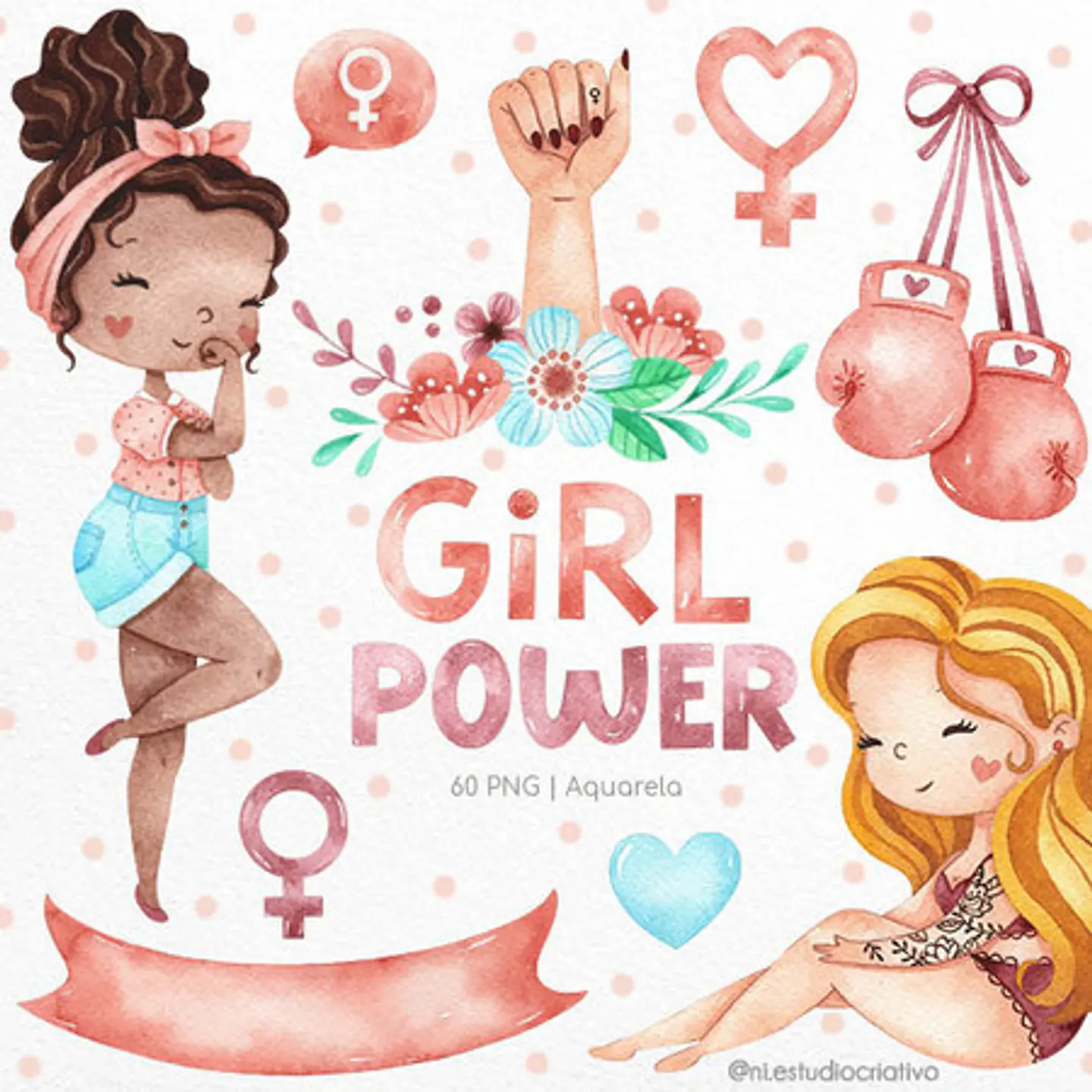 Kit Digital Dia das Mulheres Girl Power - Ni estudio criativo 1
