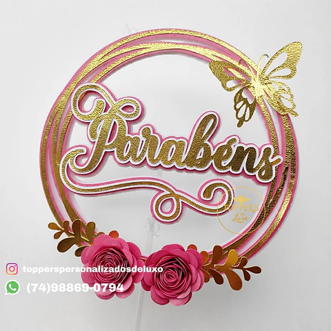 Arquivo de corte topo de bolo circular parabéns