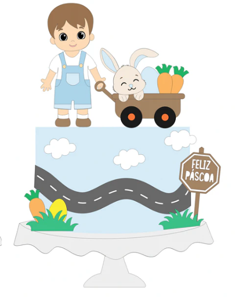 ARQUIVO DE CORTE TOPO MENINO COM CARRINHO PÁSCOA