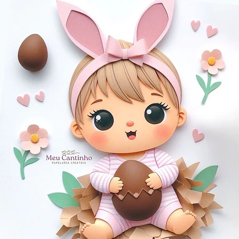 Arquivo de corte topo bebê com ovo de páscoa em camadas