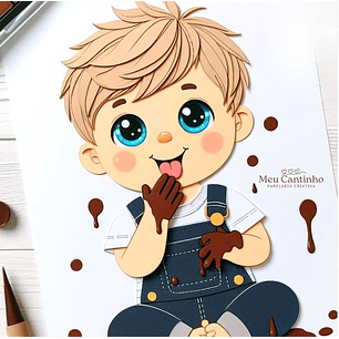 Arquivo de corte topo bebê comendo chocolate 