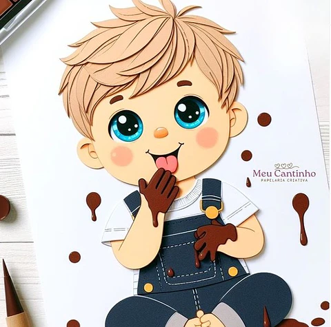 Arquivo de corte topo bebê comendo chocolate 