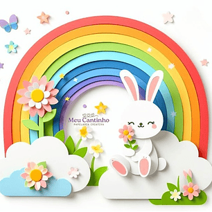 Arquivo de corte topo coelhinho e Arco-íris páscoa
