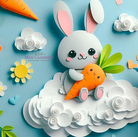 Arquivo de corte topo coelhinho da páscoa nas nuvens