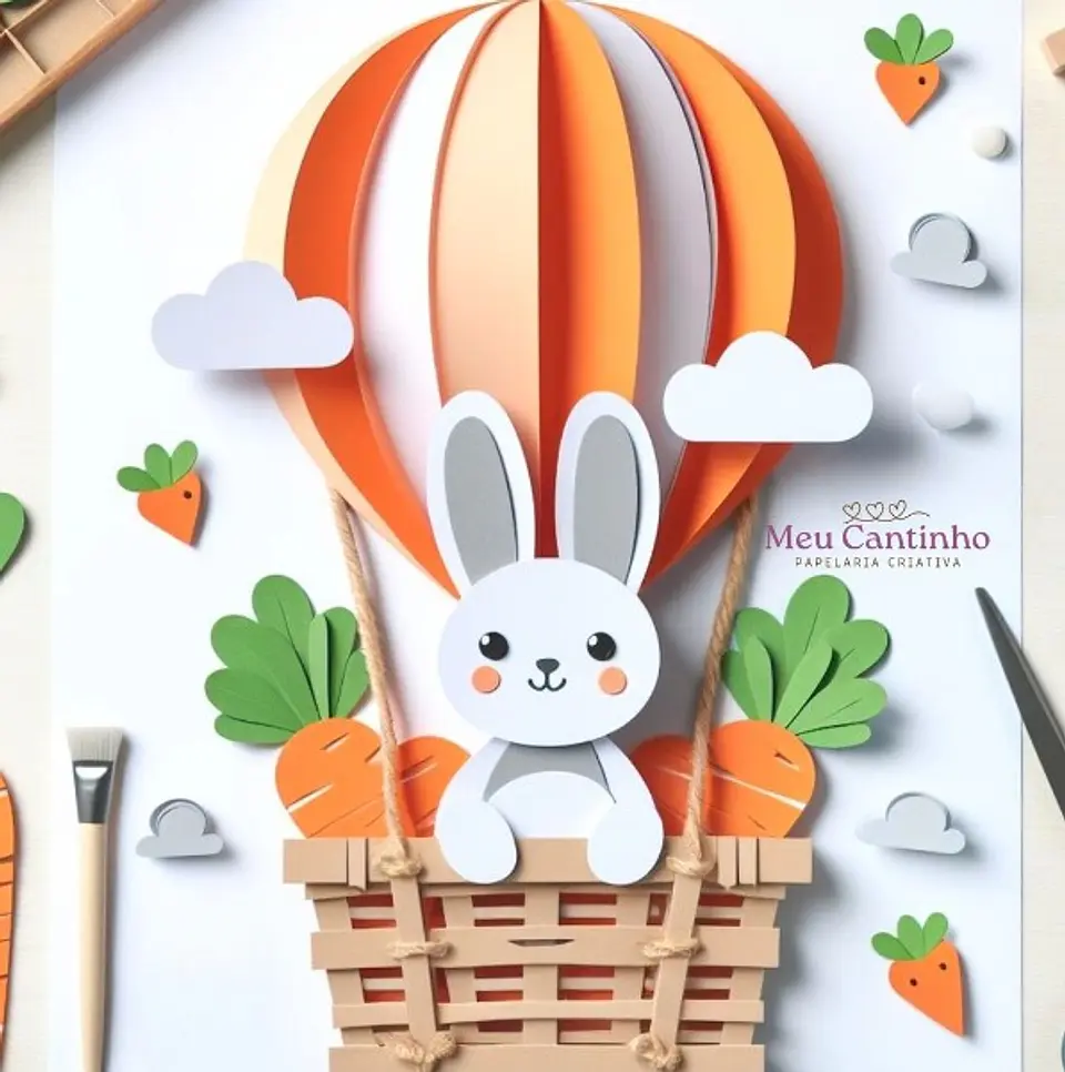Arquivo de corte topo coelhinho no balão páscoa 1