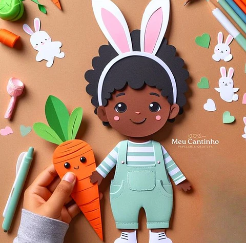 Arquivo de corte topo menina coelhinha negra páscoa