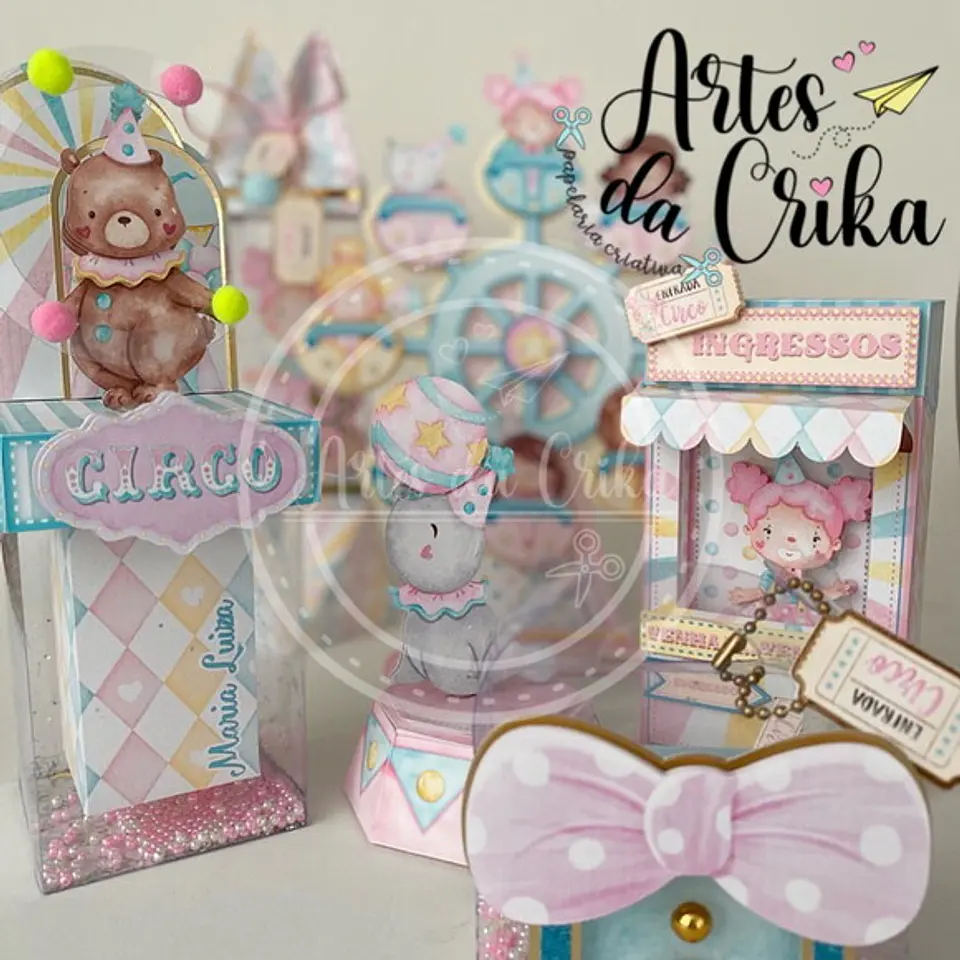 Arquivo de corte circo aquarelado rosa 1