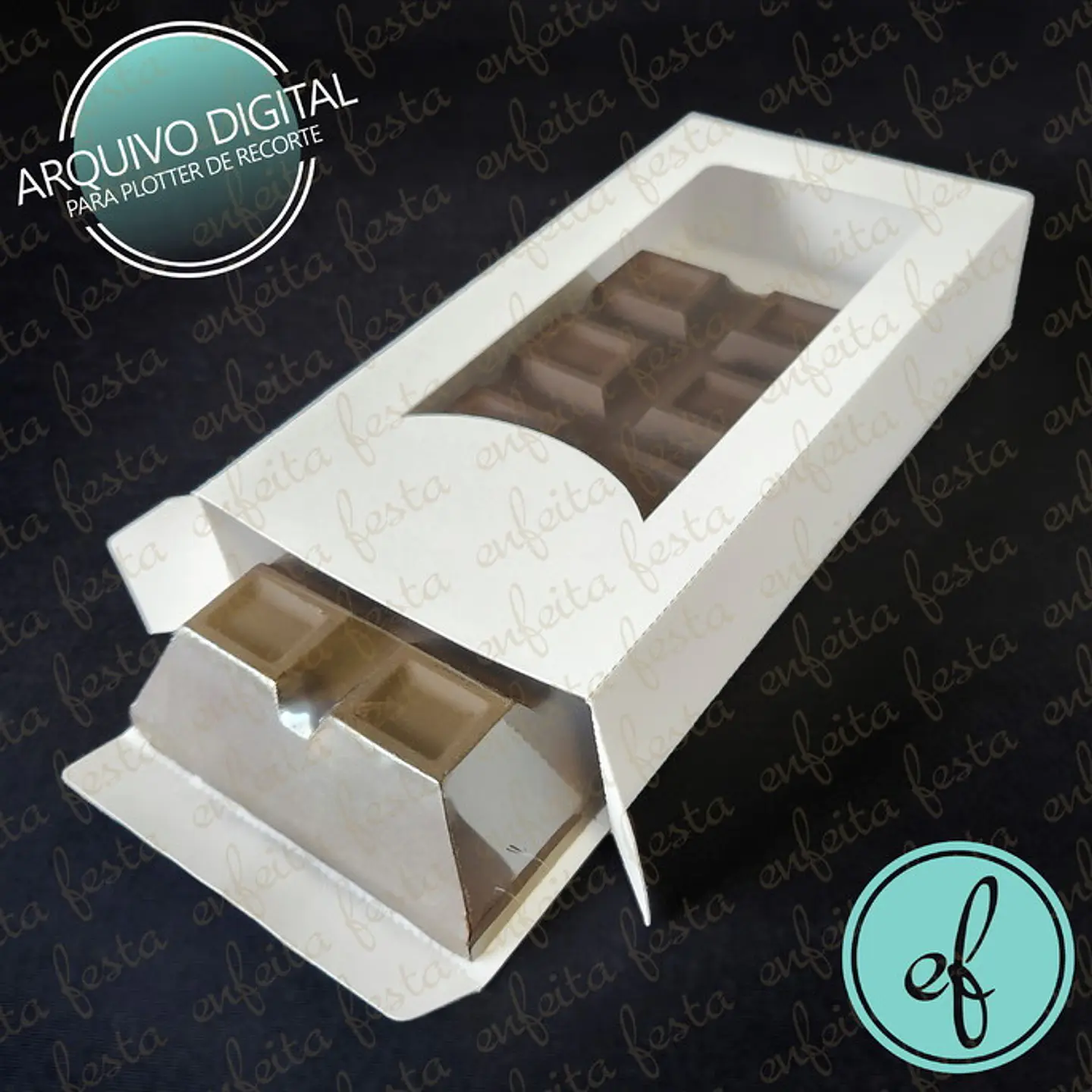 Arquivo de Corte Caixa Barra de Chocolate 16,5X8,5X3,3 - Enfeita Festa 1
