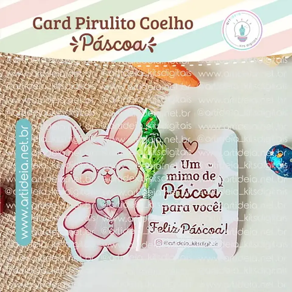 Arquivo Páscoa Card Pirulito Coelho - Art Ideia 1