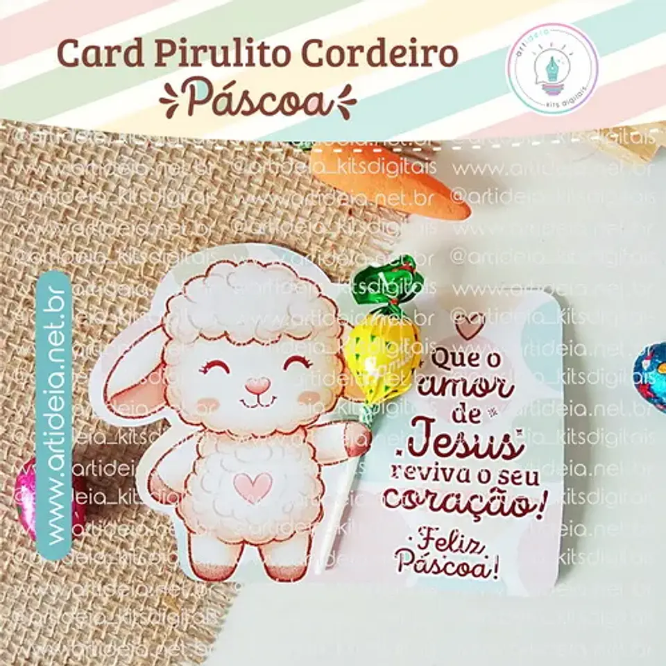 Arquivo Páscoa Card Pirulito Cordeiro - Art Ideia 1