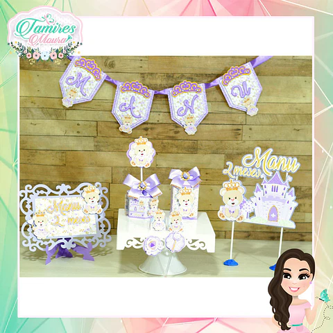 Arquivo de corte ursinha princesa lílas