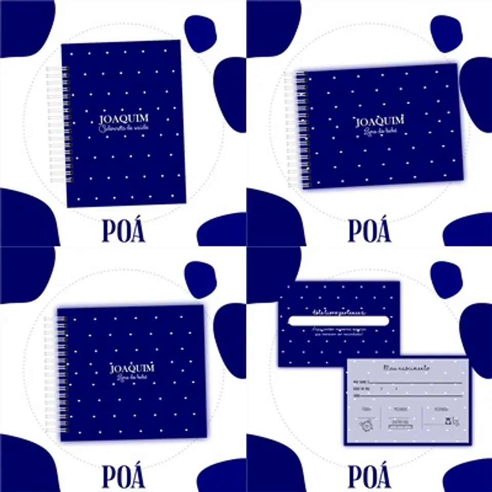 Arquivo Kit Encadernação Baby Poá Azul Marinho - Luma 1