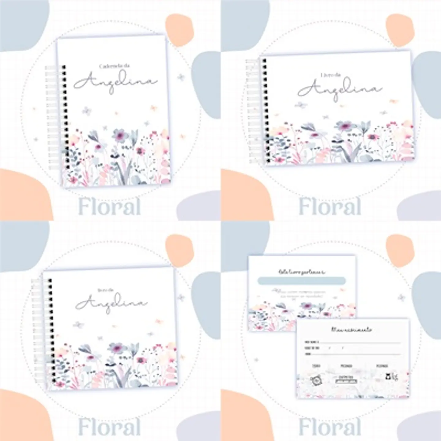 Arquivo Kit Encadernação Baby Floral Minimalista - Luma 1