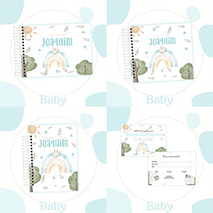 Arquivo Kit Encadernação Baby Arco Iris Aquarela - Luma