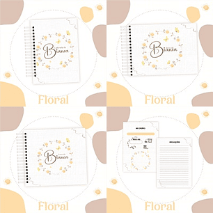  Arquivo Kit Encadernação Baby Floral Amarelo - Luma