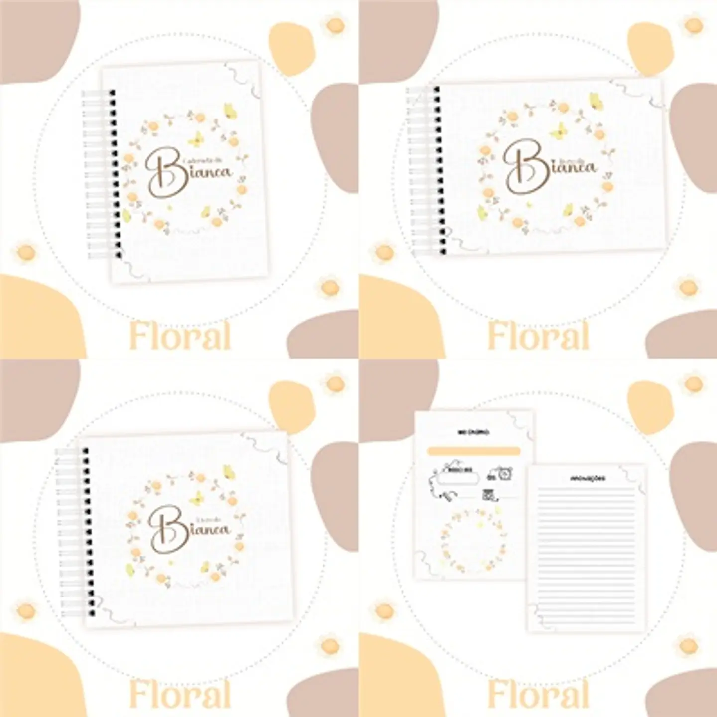  Arquivo Kit Encadernação Baby Floral Amarelo - Luma 1