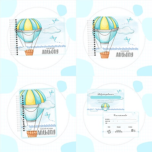 Arquivo Kit Encadernação Baby Balão Azul - Luma