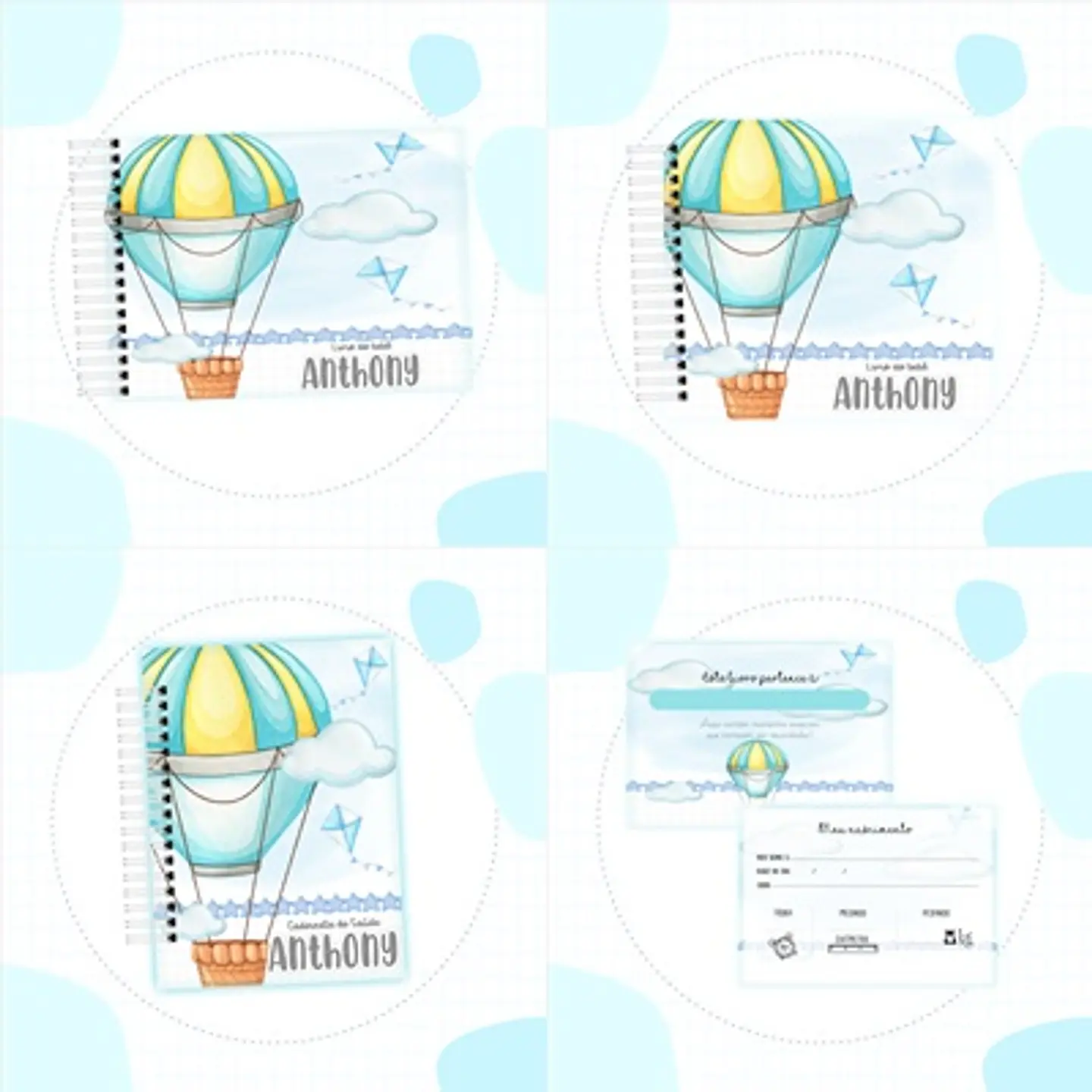 Arquivo Kit Encadernação Baby Balão Azul - Luma 1
