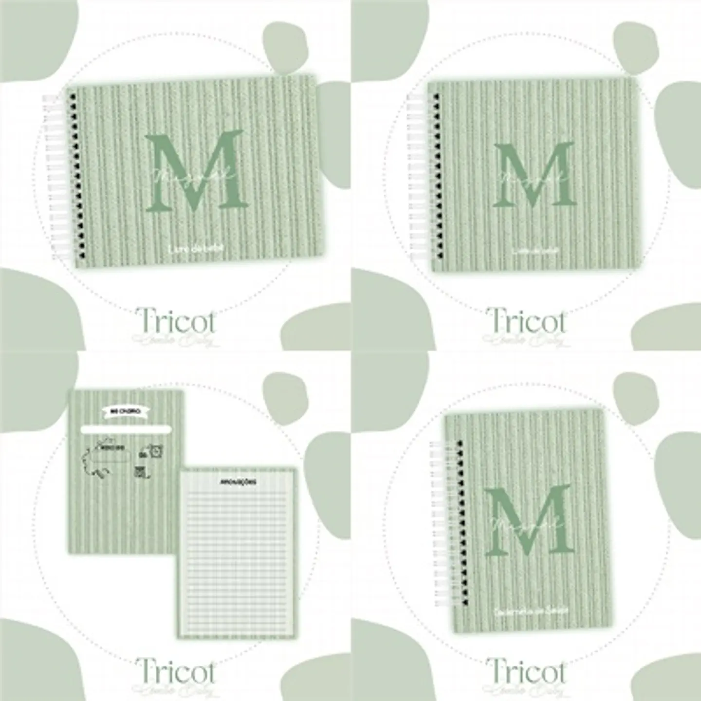 Arquivo Kit Encadernação Baby Tricot Verde - Luma 1