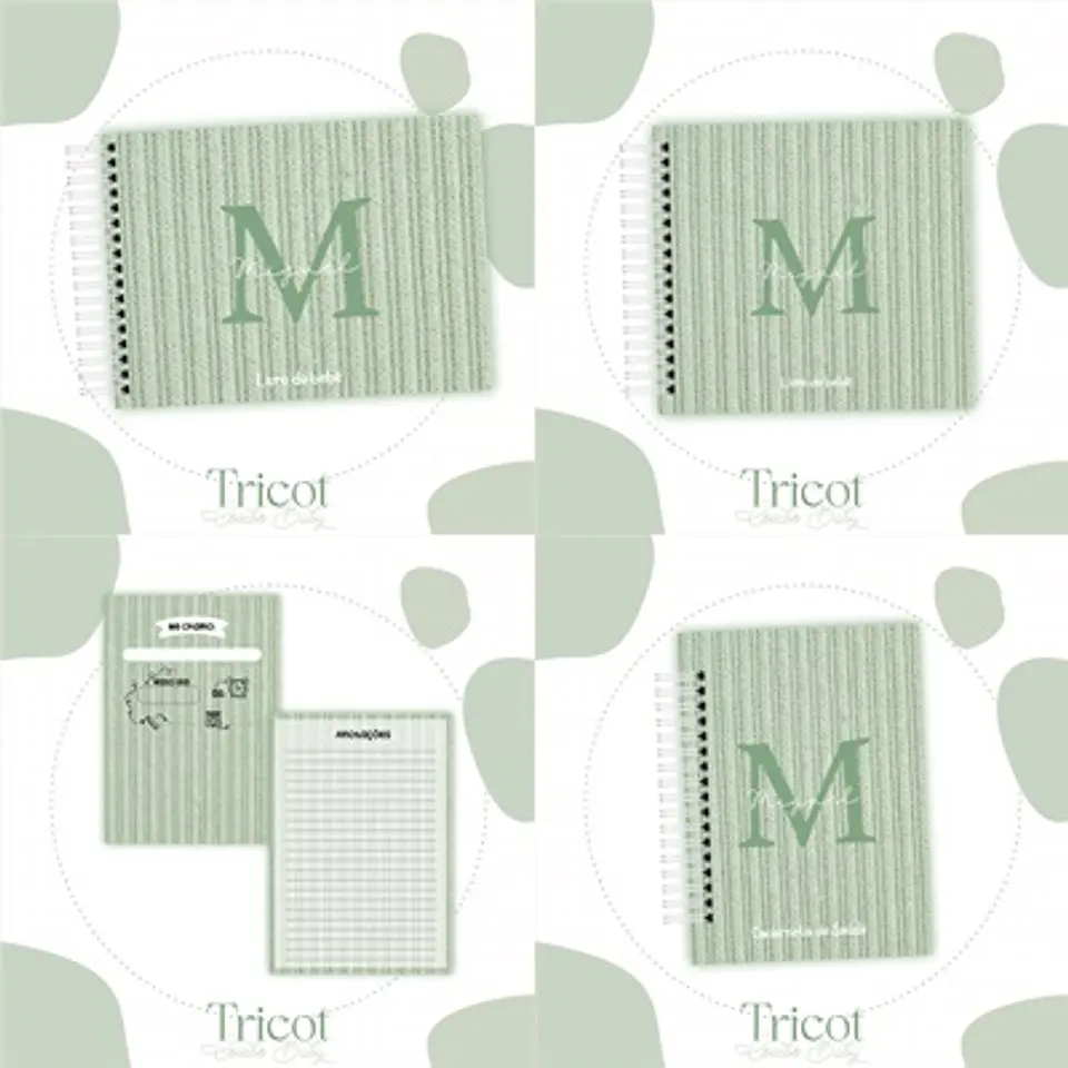 Arquivo Kit Encadernação Baby Tricot Verde - Luma 1