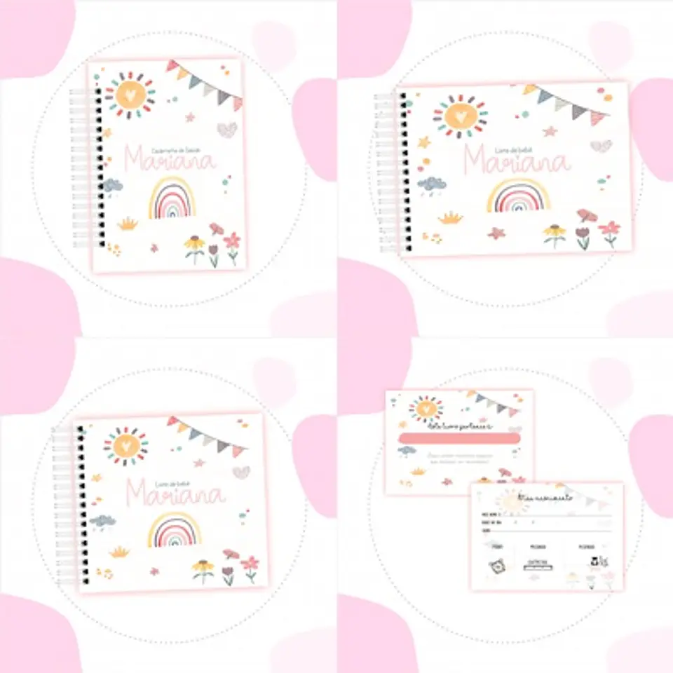 Arquivo Kit Encadernação Baby Arco Iris Colorido Delicado - Luma 1