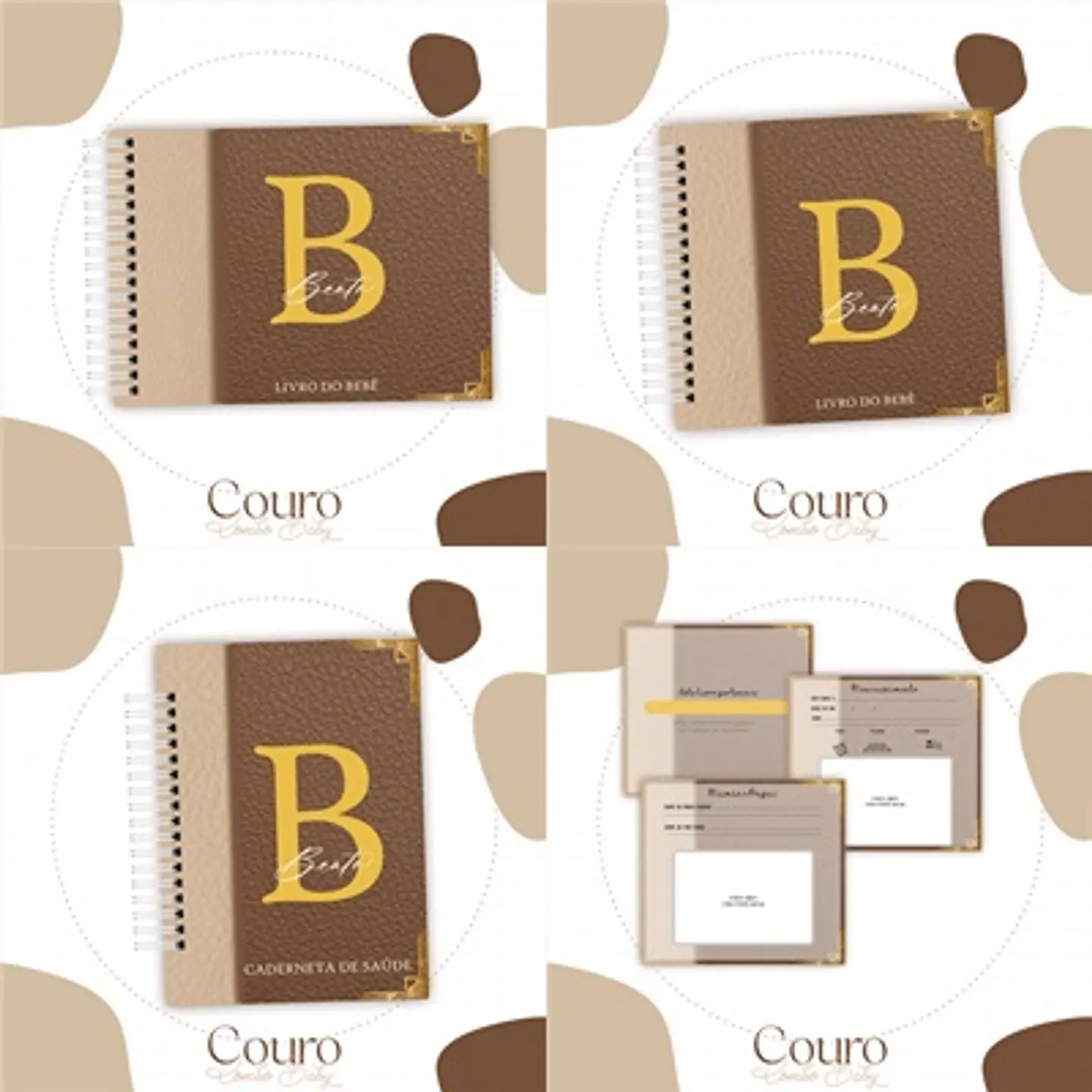 Arquivo Kit Encadernação Baby Couro Marrom - Luma 1