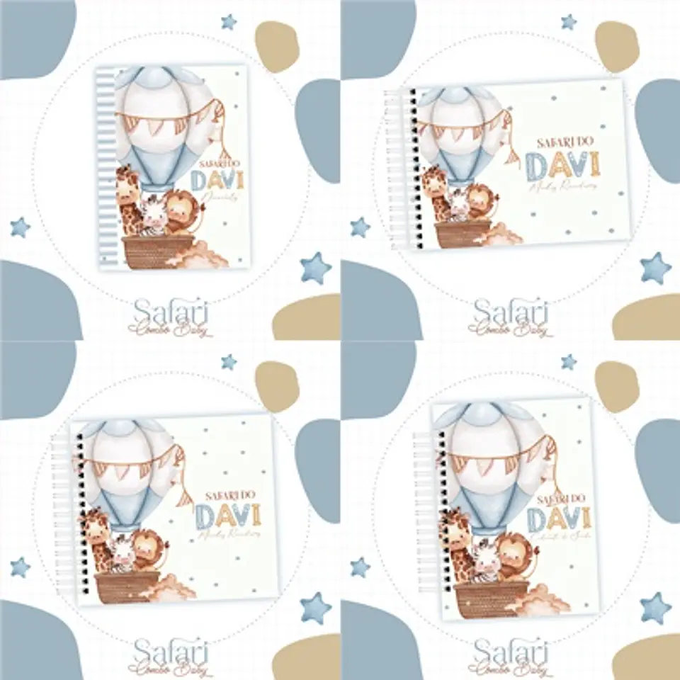 Arquivo Kit Encadernação Baby Animais no Balão Safari - Luma 1