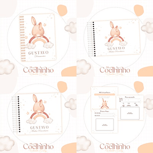 Arquivo Kit Encadernação Baby Coelhinho Arco Iris - Luma