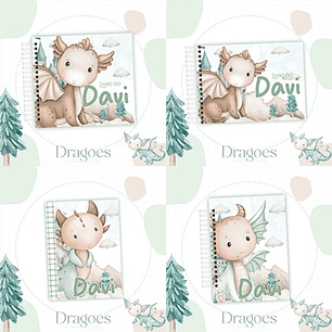 Arquivo Kit Encadernação Baby Dragões - Luma