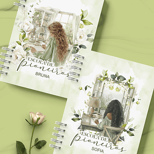 Arquivo Encadernação Caderno Escola de Pioneiros Floral Branco - Bicho Papel