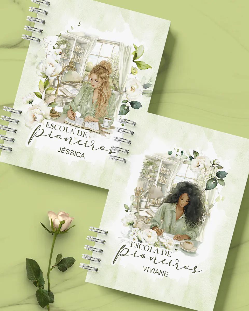 Arquivo Encadernação Caderno Escola de Pioneiros Floral Branco - Bicho Papel 3