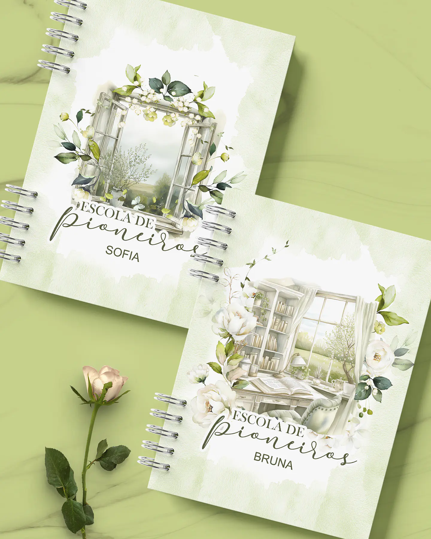 Arquivo Encadernação Caderno Escola de Pioneiros Floral Branco - Bicho Papel 4