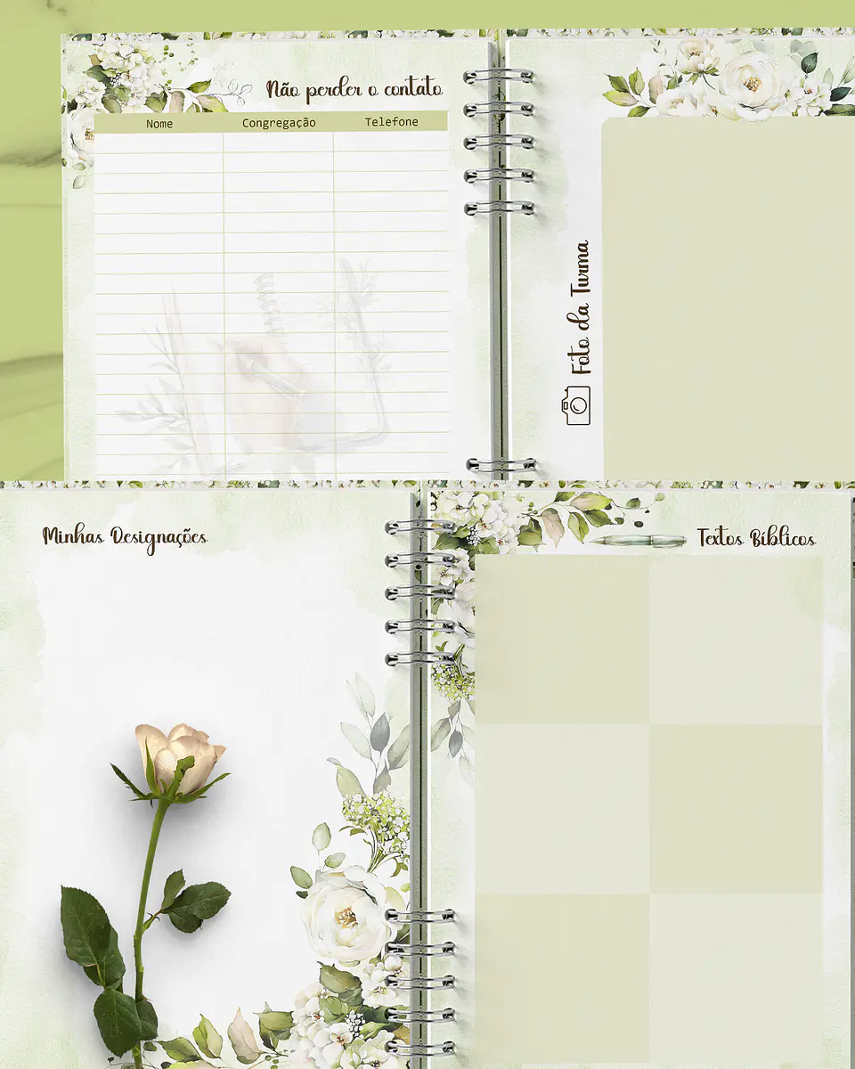 Arquivo Encadernação Caderno Escola de Pioneiros Floral Branco - Bicho Papel 5