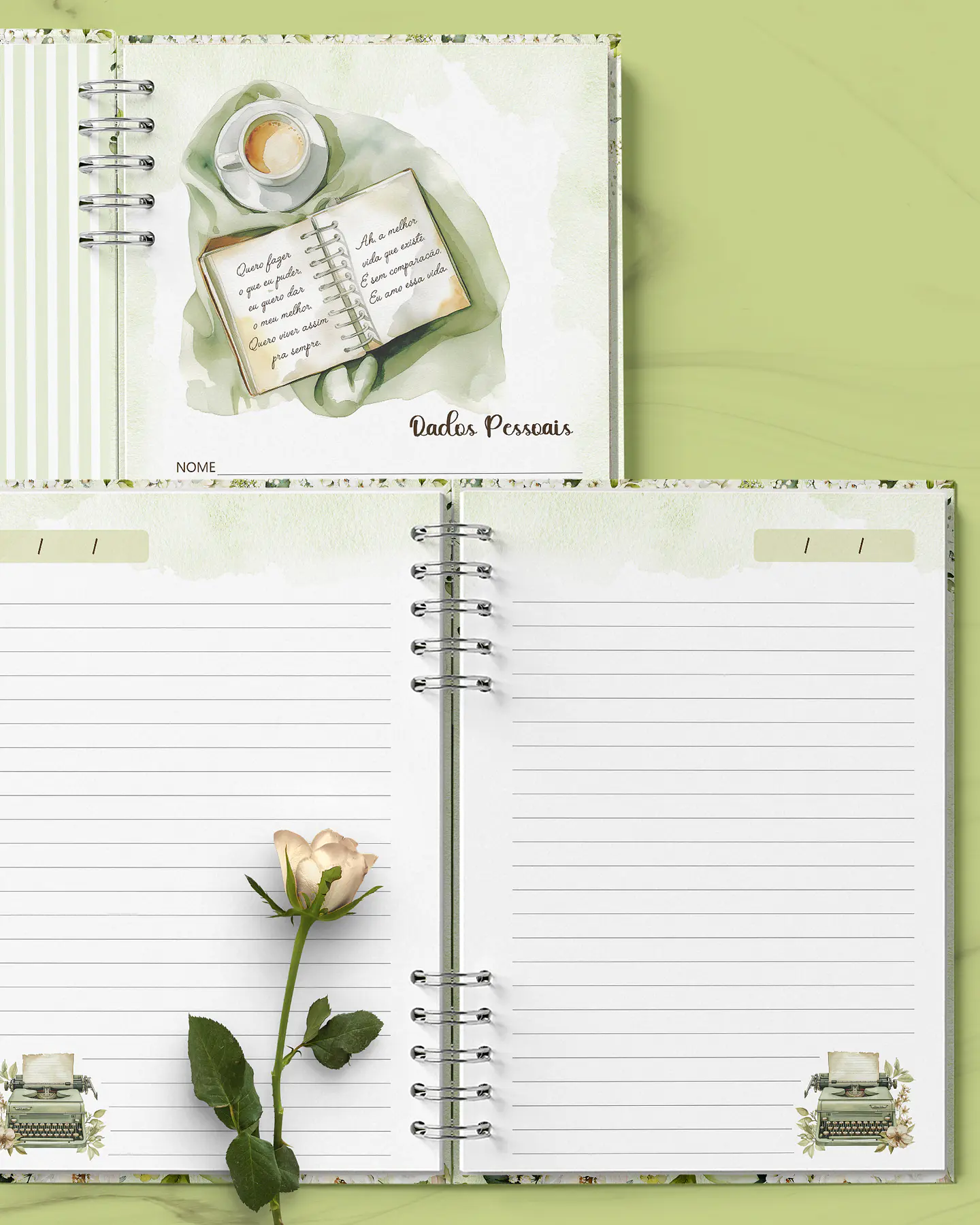 Arquivo Encadernação Caderno Escola de Pioneiros Floral Branco - Bicho Papel 7
