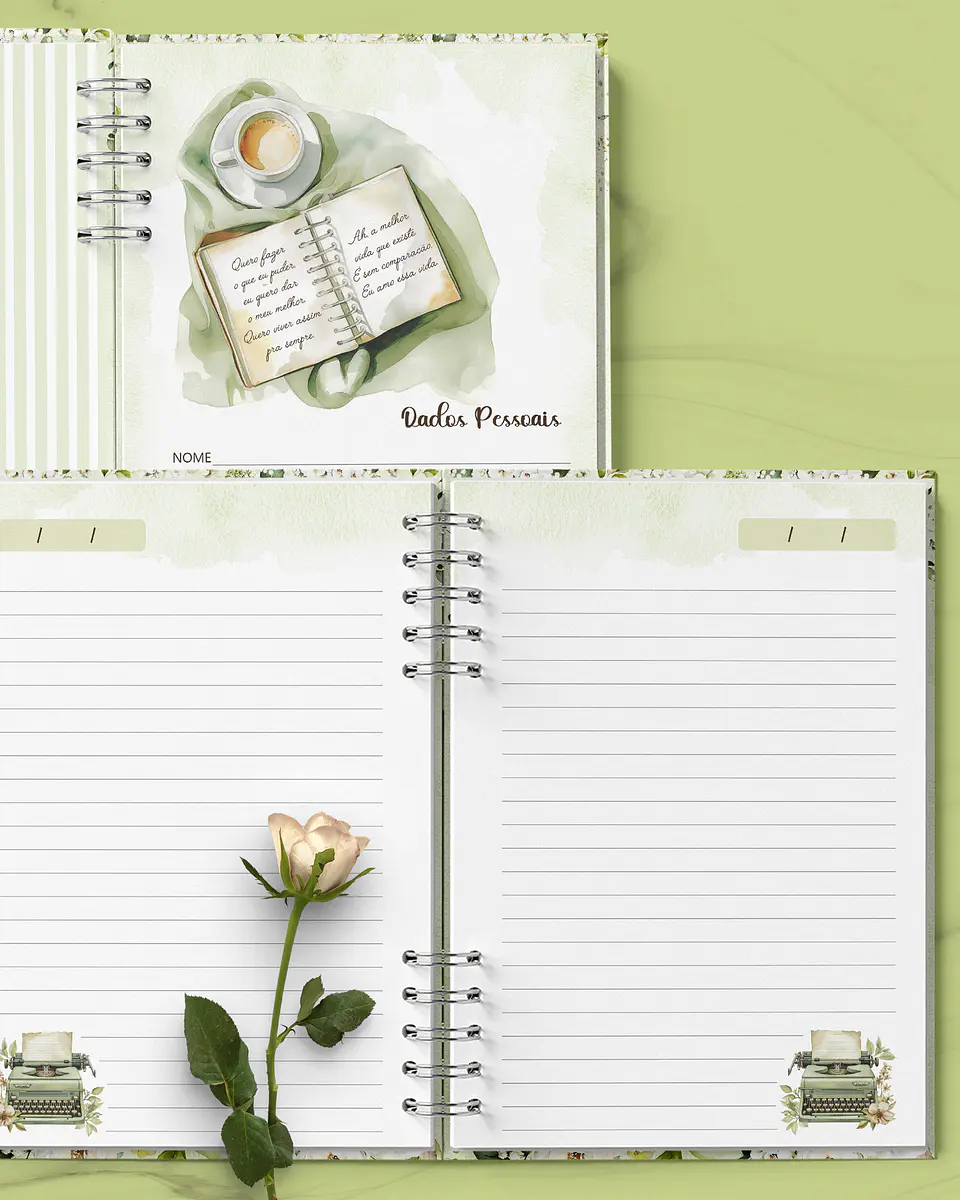 Arquivo Encadernação Caderno Escola de Pioneiros Floral Branco - Bicho Papel 7