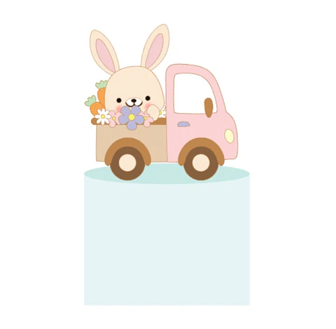 Arquivo Topo de Bolo Páscoa Coelhinho no Carro - Camadas