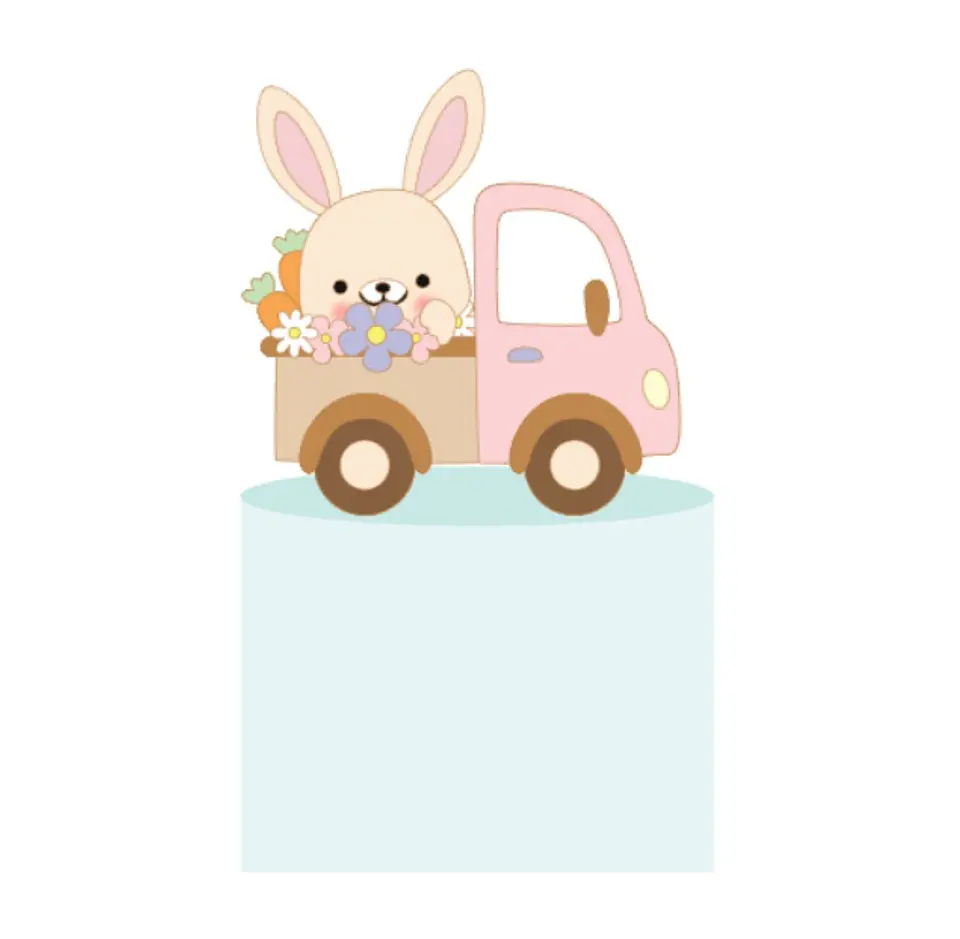 Arquivo Topo de Bolo Páscoa Coelhinho no Carro - Camadas 1