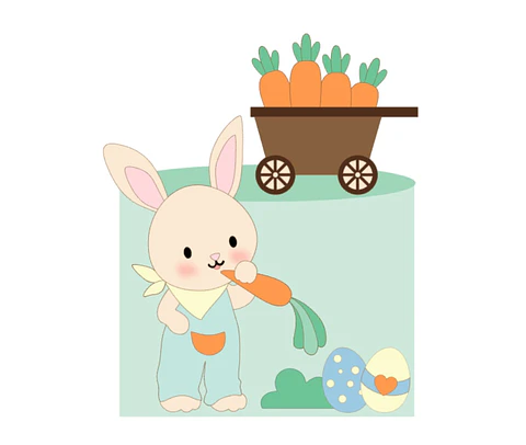 Arquivo Topo de Bolo Páscoa Coelho Comendo Cenoura - Camadas