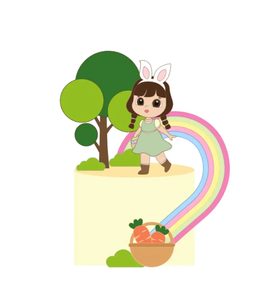 Arquivo Topo de Bolo Páscoa Menina Arco Iris - Camadas 1