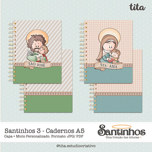 Arquivo Encadernação Caderno A5 Santinhos - Tita