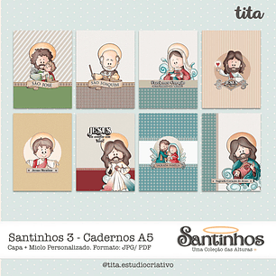 Arquivo Encadernação Caderno A5 Santinhos - Tita