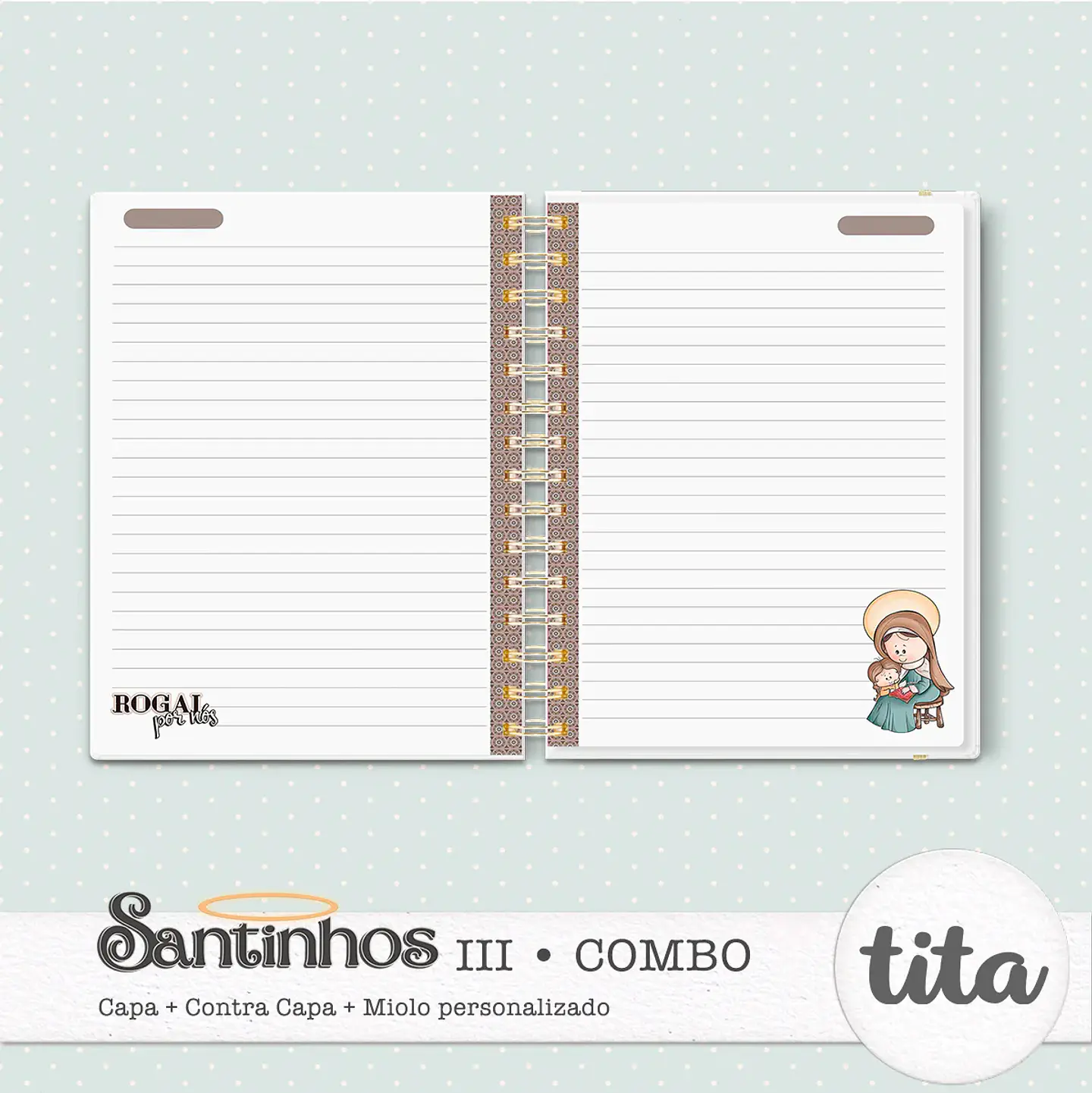 Arquivo Encadernação Caderno A5 Santinhos 5