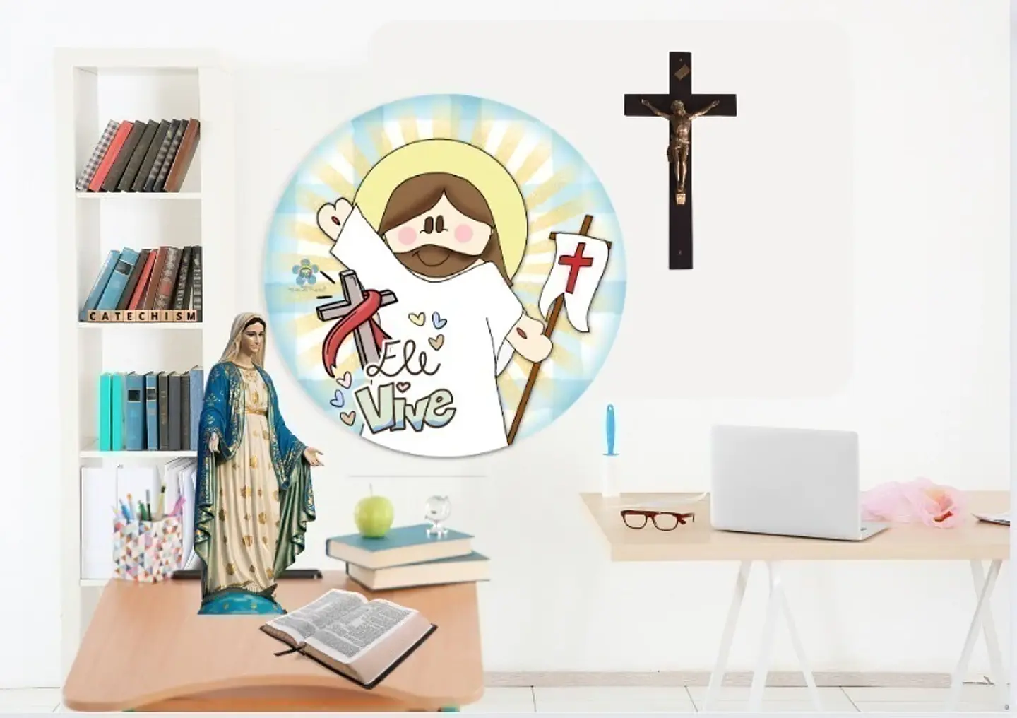 Arquivo Kit Páscoa Cristã Ele Vive  - SOMENTE PDF - Card Vela, Envelope Bis, Porta Bombom, Painel 2
