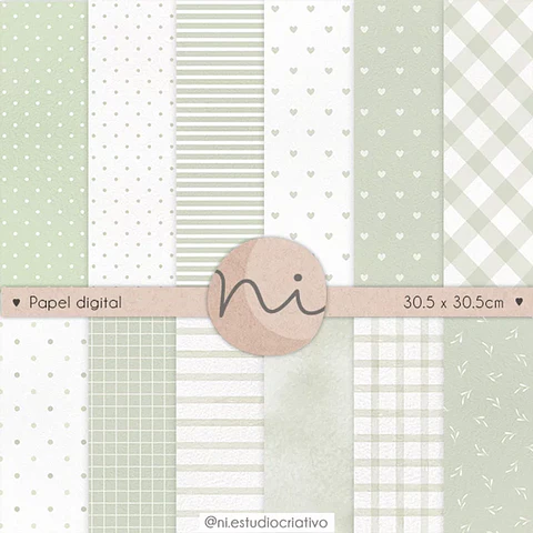 Kit Digital Basicos Verde Pastel - Ni Estudio Criativo