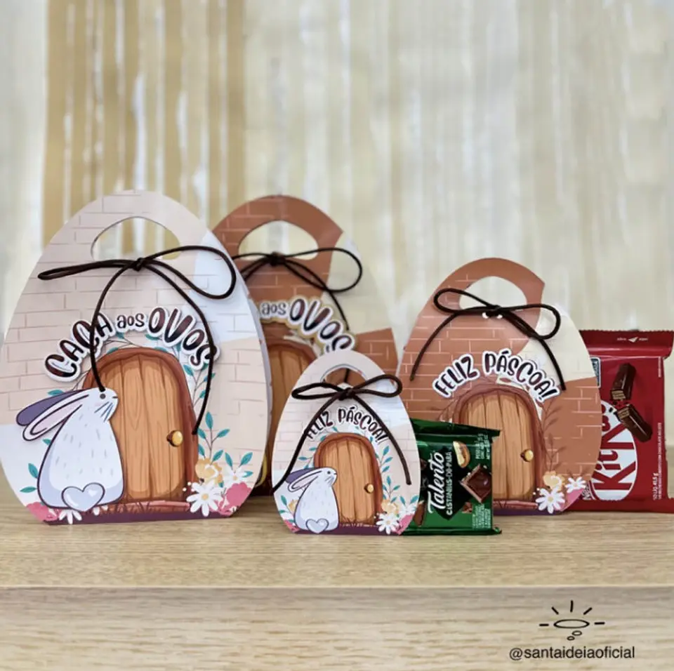 Arquivo kit Páscoa Caça aos Ovos, Porta mini Talento e Porta Kit Kat -  Santa Ideia 1