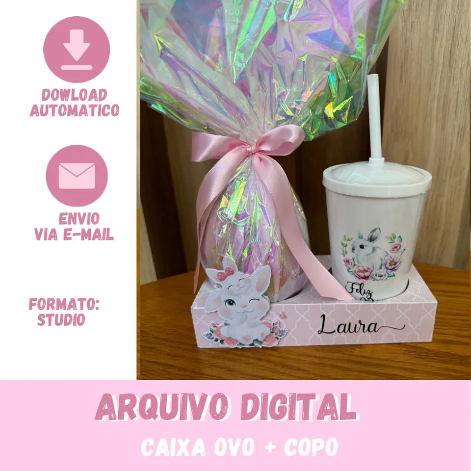 Arquivo de Corte Caixa Ovo + Copo Páscoa 1